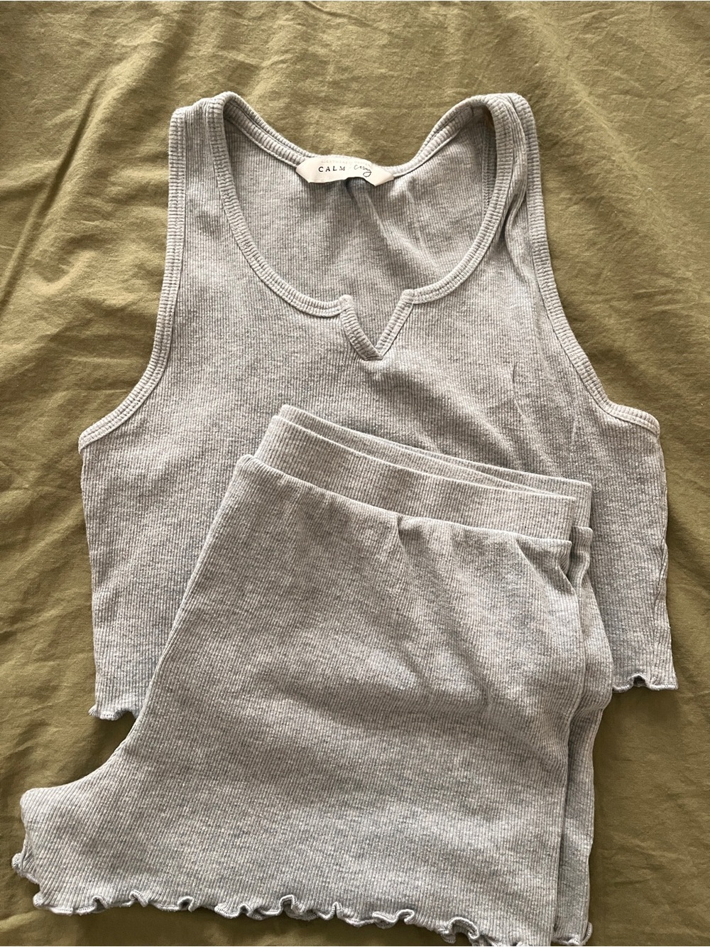 George Light Gray Ribbed Tank & Shorts Lounge Set